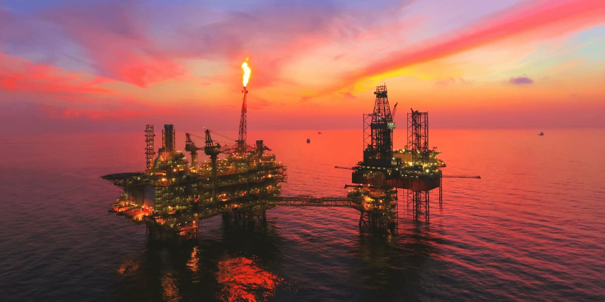 Offshore oil and gas platforms representing Trussco environmental services