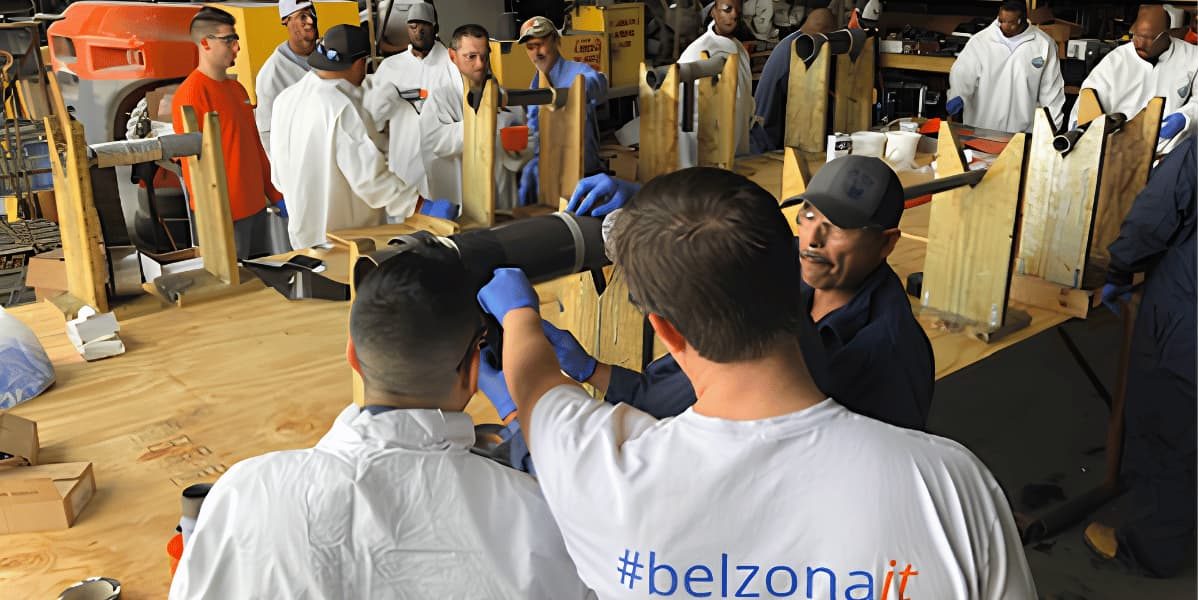 russco personnel participating in hands-on Belzona application training