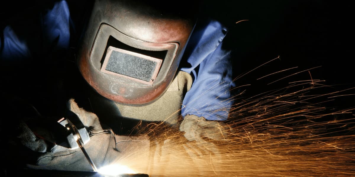 Trussco welder performing industrial welding and fabrication services